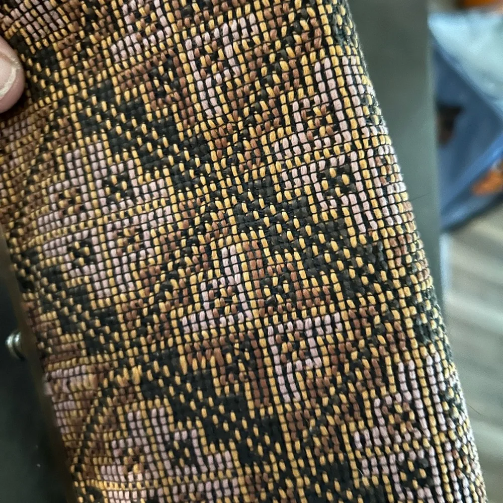 HOBO Tan Leather and Patterned Fabric Hobo Bag